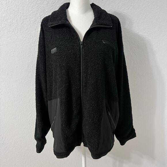 SET ACTIVE Fleece Boyfriend Jacket in Black Activewear Size Medium - Picture 2 of 9